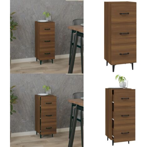 Credenza Rovere Marrone 34,5x34x90 cm in Legno Multistrato - Credenza marrone - Credenza con cassetti
