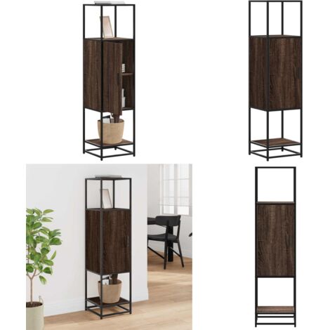 Credenza Rovere Marrone 35,5x35x139cm Legno Multistrato Metallo - Credenza Marrone - Credenza in Legno
