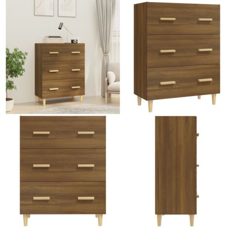 Credenza Rovere Marrone 70x34x90 cm in Legno Multistrato - Credenza marrone - Credenza multistrato