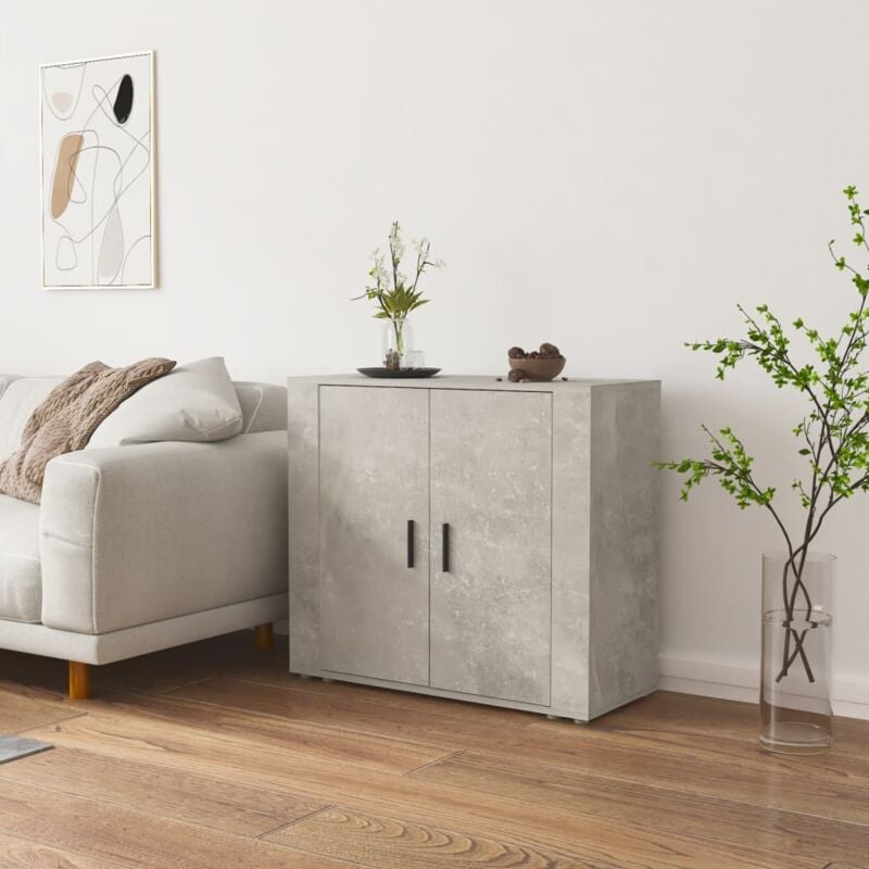 Credenza, Madia per salotto Grigio Cemento 80x33x70 cm in Legno Multistrato Vidaxl