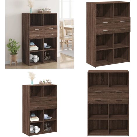 Credenza Rovere Marrone 80x42,5x124 cm in Legno Multistrato - Credenza marrone - Credenza con scomparti