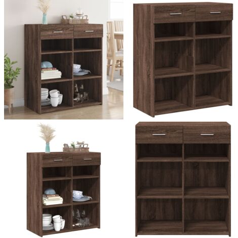 Credenza Rovere Marrone 80x42,5x93 cm in Legno Multistrato - Credenza marrone - Credenza con cassetti