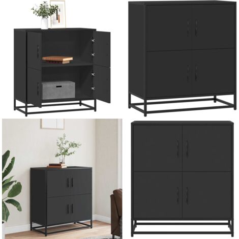 Credenza Rovere Nera 68x35x76 cm in Legno Multistrato - Credenza moderna - Credenza nera