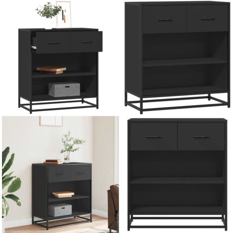Credenza Rovere Nera 68x35x76 cm in Legno Multistrato - Credenza moderna - Credenza nera