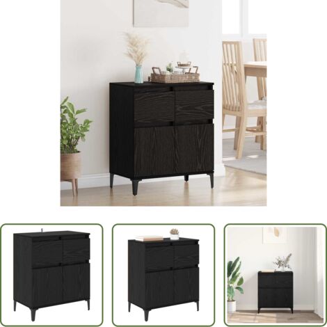 Credenza Rovere Nero -  Credenza con cassetto Rovere Nero 60 x 35 x 70 cm