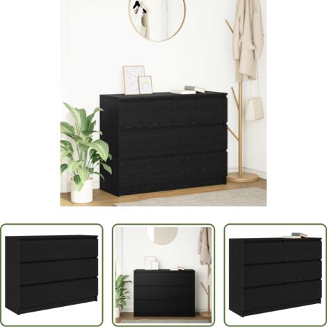 Credenza rovere nero -  Credenza Rovere Nero 100x35x76 cm in Legno Multistrato