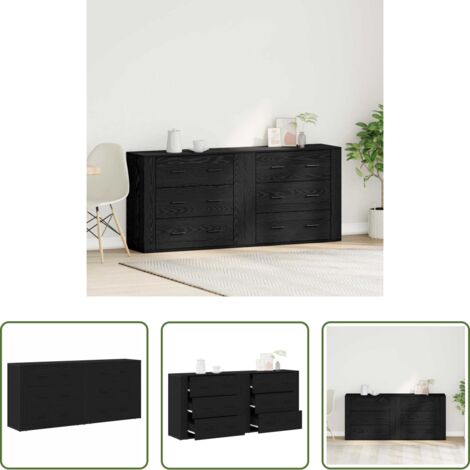 Credenza Rovere Nero -  Credenza Rovere Nero 160 x 33 x 70 cm Legno multistrato