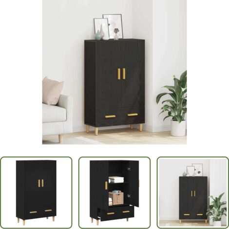Credenza Rovere Nero -  Credenza Rovere Nero 70 x 31 x 115 cm Legno multistrato