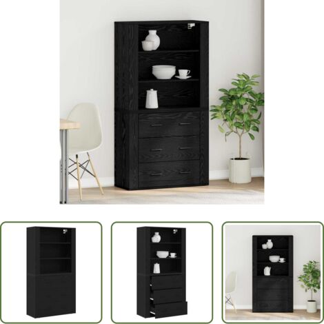 Credenza Rovere Nero -  Credenza Rovere Nero 80 x 33 x 150 cm Legno multistrato