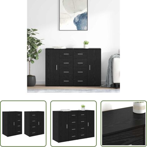 Credenza Rovere Nero -  Sideboards Corona 2 pcs Rovere Nero 59 x 39 x 80 cm