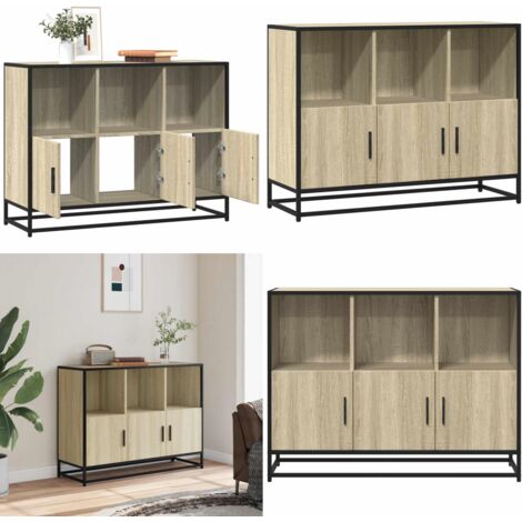 Credenza Rovere Sonoma 100x35x76 cm in Legno Multistrato - Credenza moderna - Credenza in metallo