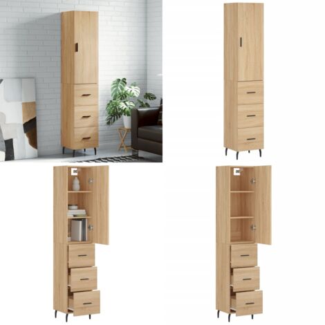 Credenza Rovere Sonoma 34,5x34x180 cm in Legno Multistrato - Credenza in legno - Credenza rovere sonoma