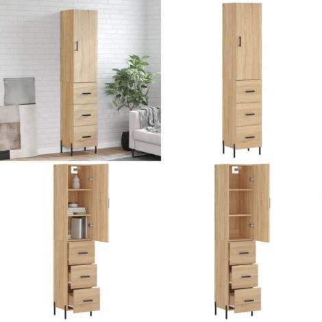 Credenza Rovere Sonoma 34,5x34x180 cm in Legno Multistrato - Credenza in legno - Credenza rovere sonoma