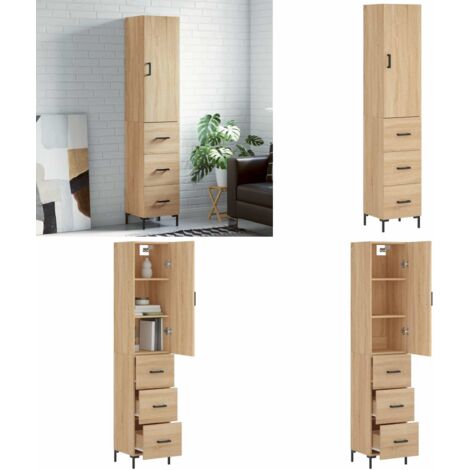 Credenza Rovere Sonoma 34,5x34x180 cm in Legno Multistrato - Credenza in legno - Credenza rovere sonoma