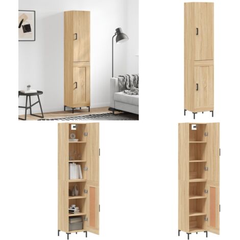 Credenza Rovere Sonoma 34,5x34x180 cm in Legno Multistrato - Credenza in legno multistrato - Credenza rovere sonoma