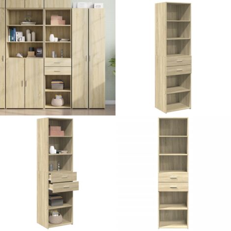 Credenza Rovere Sonoma 50x42,5x185 cm in Legno Multistrato - Credenza in legno - Credenza moderna