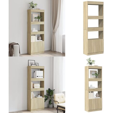 Credenza Rovere Sonoma 63x33x180 cm in Truciolato - Credenza in legno multistrato - Credenza con mobiletto basso