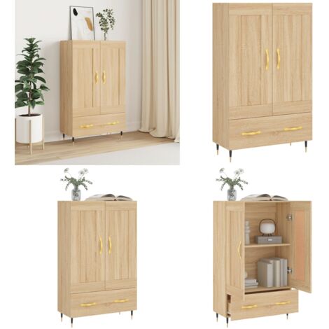 Credenza Rovere Sonoma 69,5x31x115 cm in Legno Multistrato - Credenza in legno - Credenza con piano espositivo