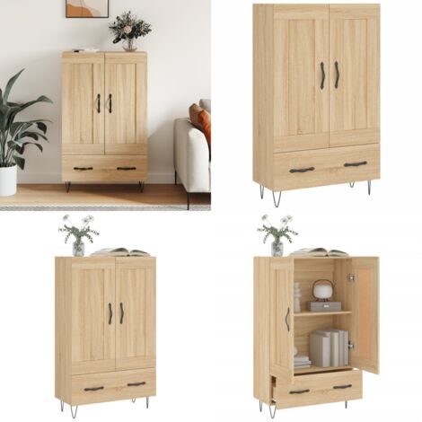 Credenza Rovere Sonoma 69,5x31x115 cm in Legno Multistrato - Credenza in legno - Credenza con piano espositivo