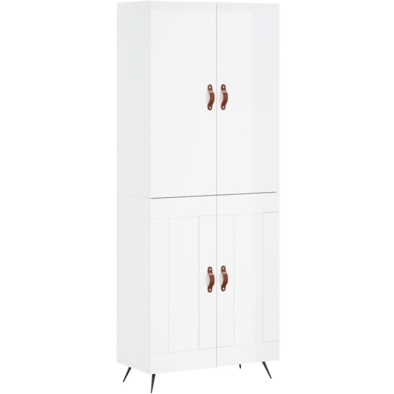 Credenza Bianco Lucido 69,5x34x180 cm in Legno Multistrato Vidaxl Bianco