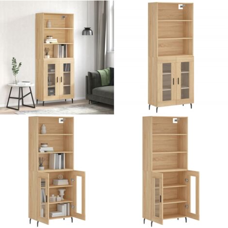 Credenza Rovere Sonoma 69,5x34x180 cm in Legno Multistrato - Credenza in legno - Credenza con ante