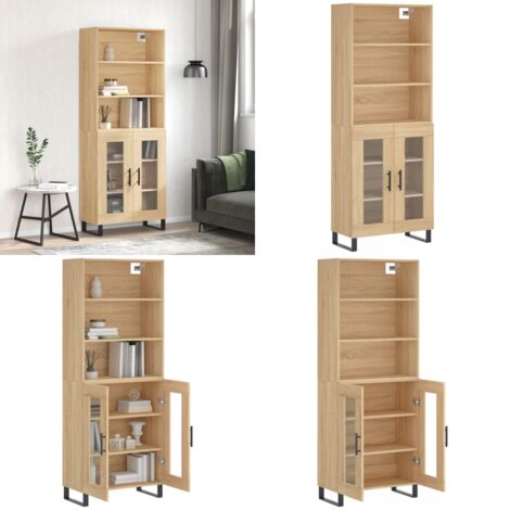 Credenza Rovere Sonoma 69,5x34x180 cm in Legno Multistrato - Credenza in legno - Credenza con ante