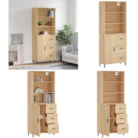 Credenza Rovere Sonoma 69,5x34x180 cm in Legno Multistrato - Credenza in legno - Credenza rovere sonoma