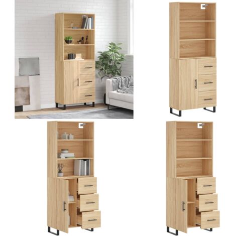Credenza Rovere Sonoma 69,5x34x180 cm in Legno Multistrato - Credenza in legno - Credenza rovere sonoma