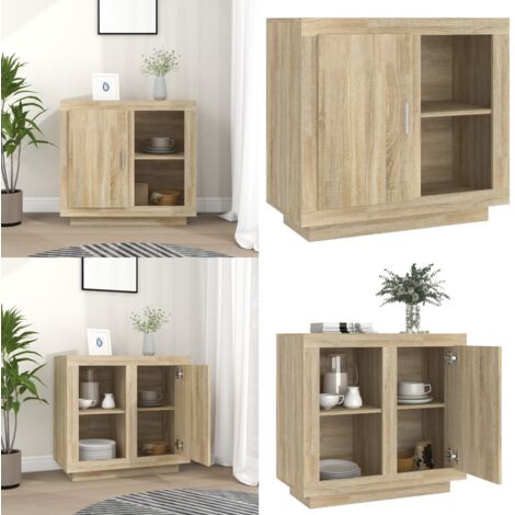 Credenza Rovere Sonoma 80x40x75 cm - Credenza in legno multistrato - Credenza con scaffali