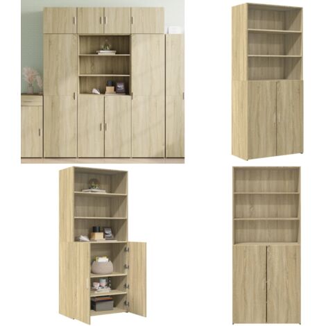 Credenza Rovere Sonoma 80x42,5x185 cm in Legno Multistrato - Credenza moderna - Credenza in legno multistrato