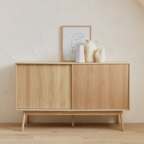 Credenza scandinava a 2 ante effetto legno, 150cm