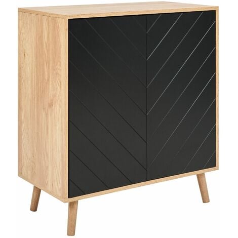 Credenza bassa lunga a 4 ante in legno massello di quercia Magnus