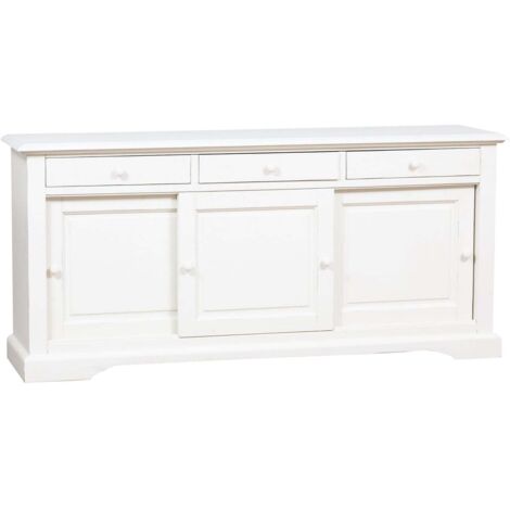 Credenza shabby chic in tiglio 197x91x50 cm Made in Italy Credenza cucina shabby chic Credenza soggiorno Credenza bianca shabby