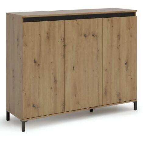 Credenza Soggiorno 3 Ante 138x110 cm Rovere Moderna