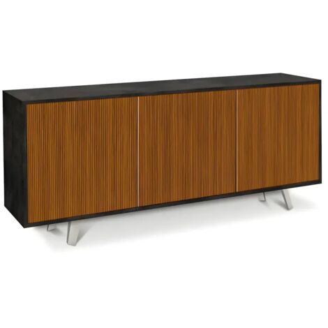 Credenza Soggiorno 3 Ante Push-Pull 177x41x74 cm Nero e Rovere