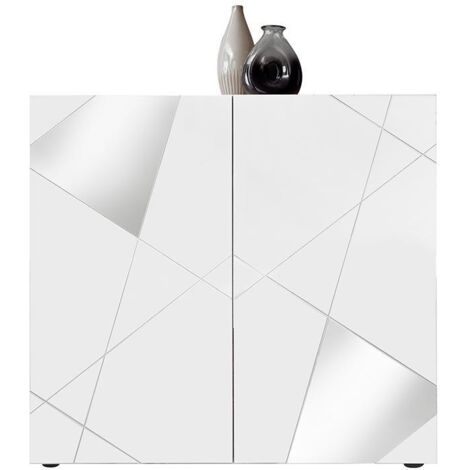 Credenza soggiorno bianca 2 ante design geometrico Vittoria Glam WH