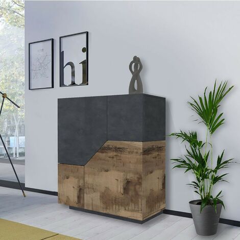 Credenza soggiorno moderna grigio report e acero - Alien
