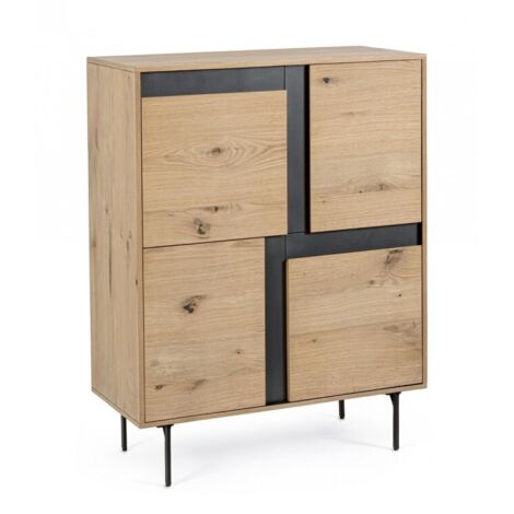 Credenza "Stanwood" con 3 ante e 3 cassetti, in mdf, finitura in rovere -4 ante - 90 x 40 x 120h cm