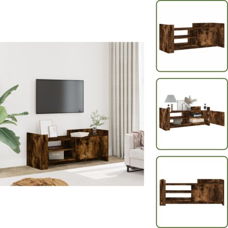 Credenza TV con ripiano - vidaXL Mobile TV Rovere Fumo 100x35x40 cm in Legno Multistrato - Mobile TV con spazio portaoggetti