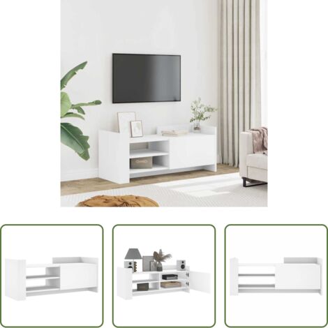 Credenza TV -  Mobile Porta TV Bianco 100x35x40 cm in Legno Multistrato