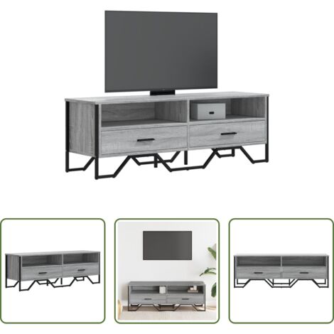 Credenza TV -  Mobile Porta TV Grigio Sonoma 122x34x41cm in Legno Multistrato