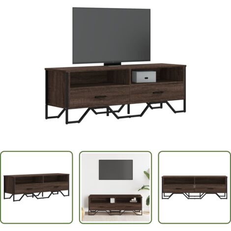 Credenza TV -  Mobile Porta TV Rovere Marrone 122x34x41cm in Legno Multistrato