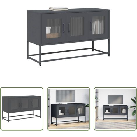 Credenza tv -  Mobile TV Antracite 100,5x39x60,5 cm Acciaio Laminato a Freddo