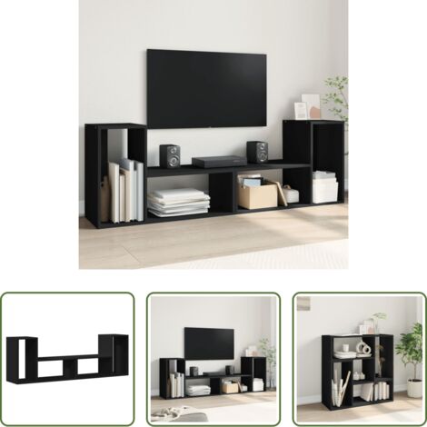 Credenza TV -  Mobili Porta TV 2 pz Neri 75x30x50 cm in Legno Multistrato