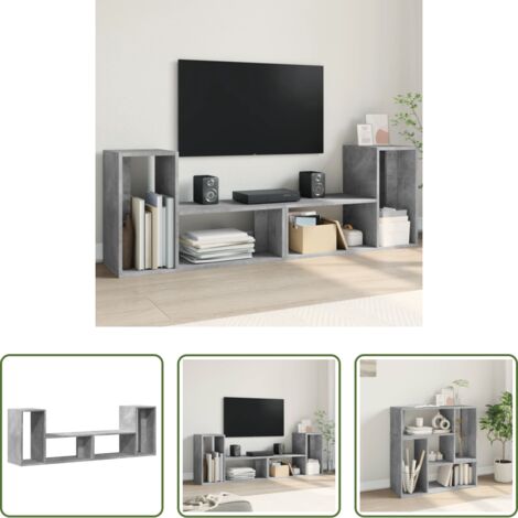 Credenza TV -  Mobili TV Muro 2pz Grigio Cemento 75x30x50 cm Legno Multistrato