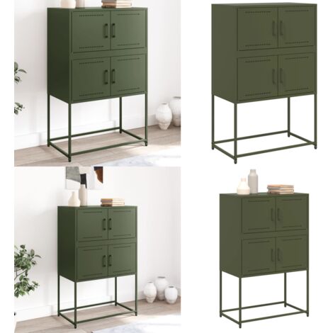 Credenza Verde Oliva 68,5x38,5x107 cm in Acciaio - Credenza verde oliva - Credenza industriale
