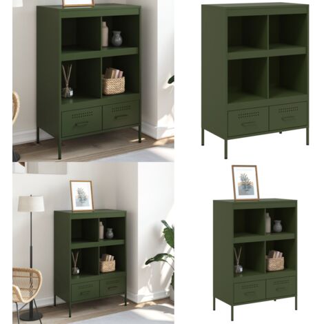 Credenza Verde Oliva 68x39x101,5 cm in Acciaio - Credenza verde oliva - Credenza industriale