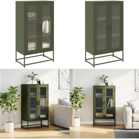 Credenza Verde Oliva 68x39x123 cm in Acciaio - Credenza in acciaio - Credenza con ante
