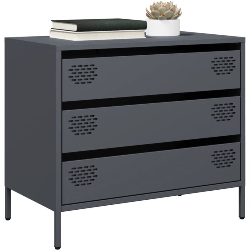 Credenza Antracite 68x39x58,5 cm in Acciaio Laminato a Freddo - Vidaxl