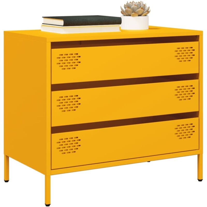 Credenza Giallo Senape 68x39x58,5 cm Acciaio Laminato a Freddo - Vidaxl